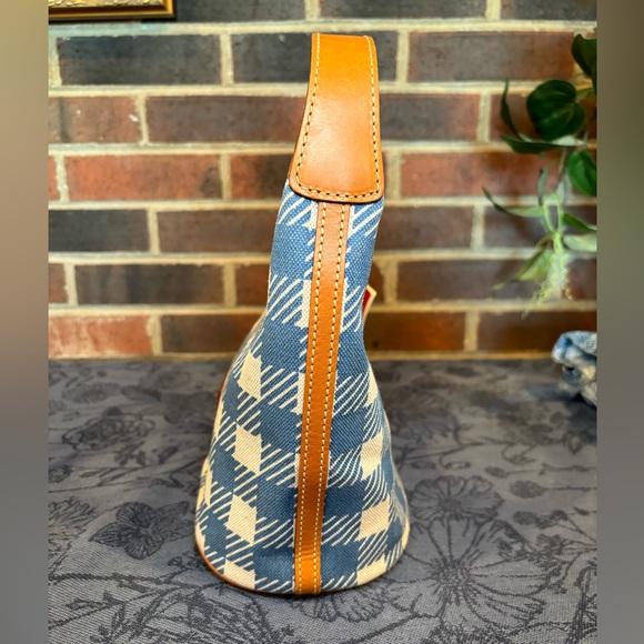 Dooney and Bourke Vintage Blue and off white checkerboard mini bucket bag - Picture 4 of 13